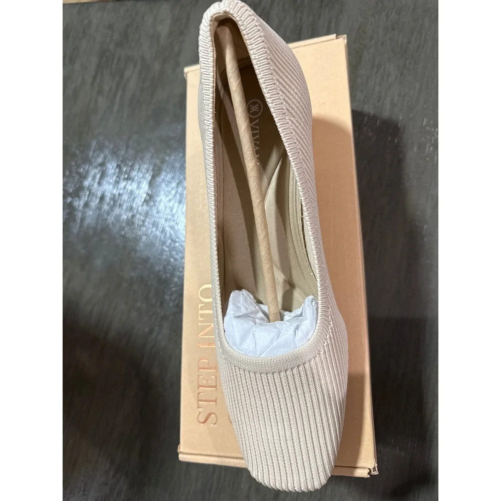 VIVAIA Knit Pumps Block Heel‎ Comfortable Classic Shoes size EU/35 US/5